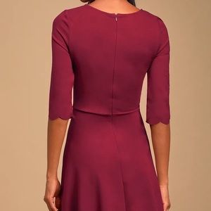 Lulus - Cumulonimbus Clouds Burgundy Skater Dress